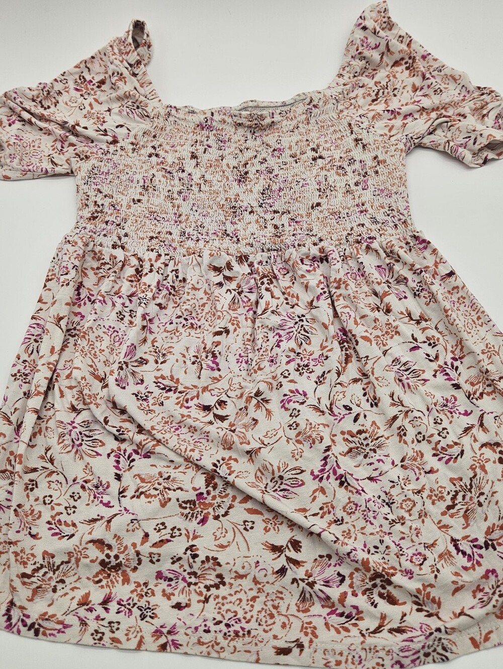 Isabel Maternity Floral Smocked Top - Pink & Brown
